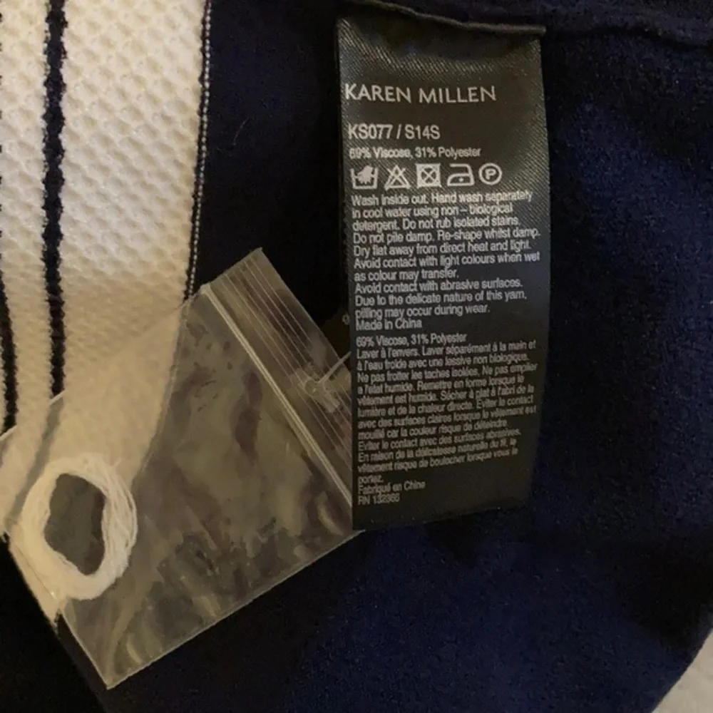 NWT Karen Millen Navy Stripe Peplum Cardigan 8 - Picture 6 of 8